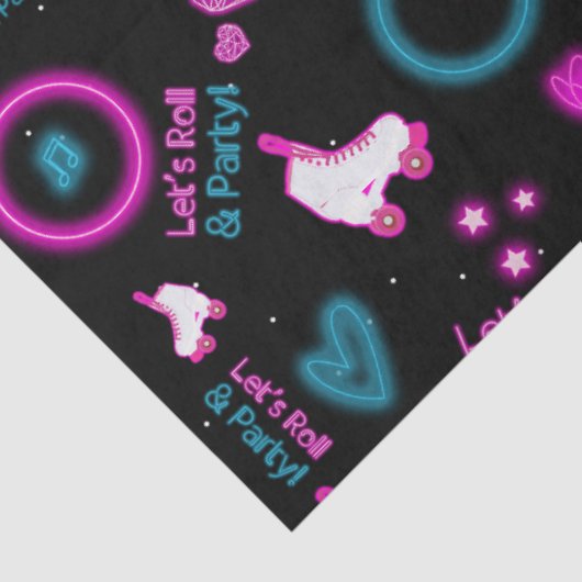 Neon Glow Rolschaatsen Let's Roll Pattern Tissuepapier (Detail)