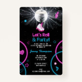 Neon Glow Rolschaatsen Let's Roll Verjaardagsfeest Badge (Achterkant)