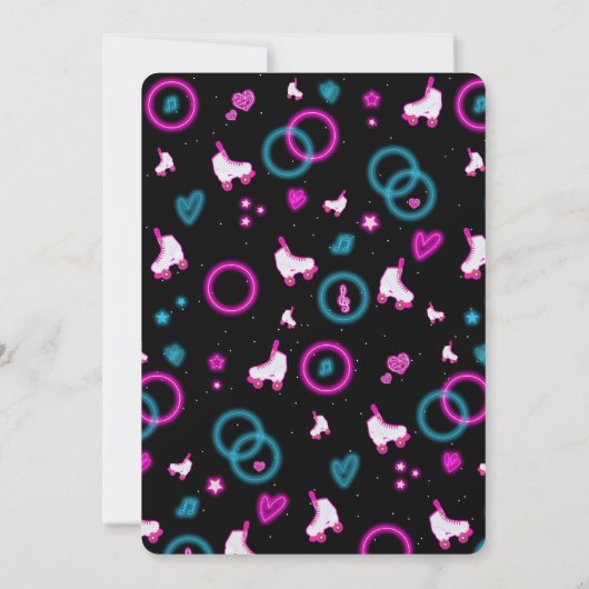 Neon Glow Rolschaatsen Let's Roll Verjaardagsfeest Bedankkaart (Achterkant)