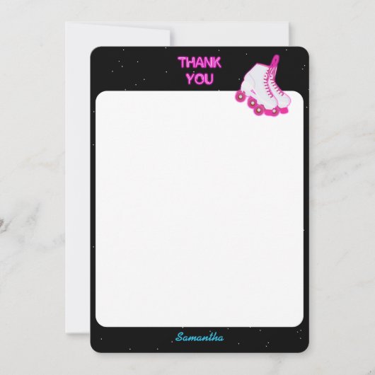 Neon Glow Rolschaatsen Let's Roll Verjaardagsfeest Bedankkaart (Voorkant)