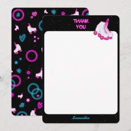 Neon Glow Rolschaatsen Let's Roll Verjaardagsfeest Bedankkaart