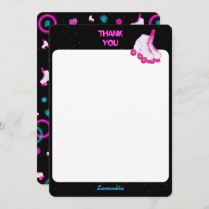 Neon Glow Rolschaatsen Let's Roll Verjaardagsfeest Bedankkaart