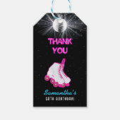 Neon Glow Rolschaatsen Let's Roll Verjaardagsfeest Cadeaulabel (Voorkant)