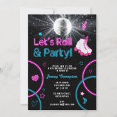 Neon Glow Rolschaatsen Let's Roll Verjaardagsfeest Kaart (Voorkant)