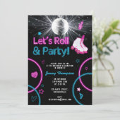 Neon Glow Rolschaatsen Let's Roll Verjaardagsfeest Kaart (Staand voorkant)