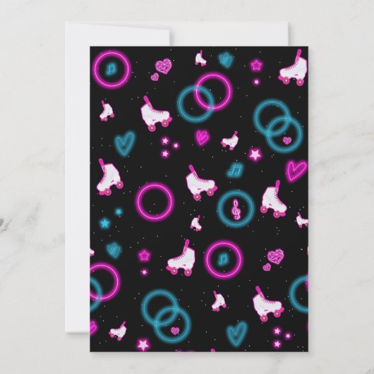 Neon Glow Rolschaatsen Let's Roll Verjaardagsfeest Kaart (Achterkant)