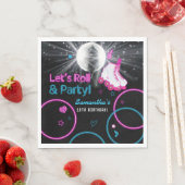 Neon Glow Rolschaatsen Let's Roll Verjaardagsfeest Servet (Insitu)