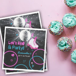 Neon Glow Rolschaatsen Let's Roll Verjaardagsfeest Servet