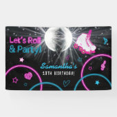 Neon Glow Rolschaatsen Let's Roll Verjaardagsfeest Spandoek (Horizontaal)