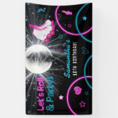 Neon Glow Rolschaatsen Let's Roll Verjaardagsfeest Spandoek (Verticaal)