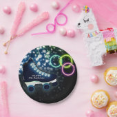 Neon Glow Schaats Blue Verjaardag Party Schaatsen Papieren Bordje (Feest)