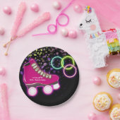 Neon Glow Schaats verjaardagsfeest schaatsen Papieren Bordje (Feest)