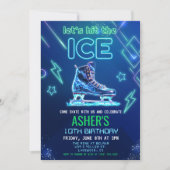 Neon Glow Schaatsen Verjaardag *Uitnodiging ALLEEN Kaart (Voorkant)