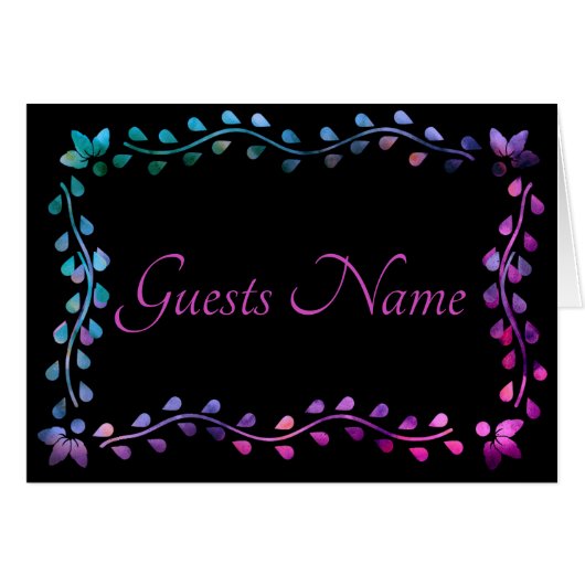 Neon Glow Seed Guests Naam Table Card (Voorkant Horizontaal)