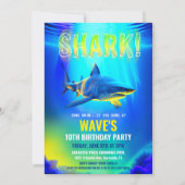 Neon Glow Shark Verjaardag uitnodiging (Voorkant)