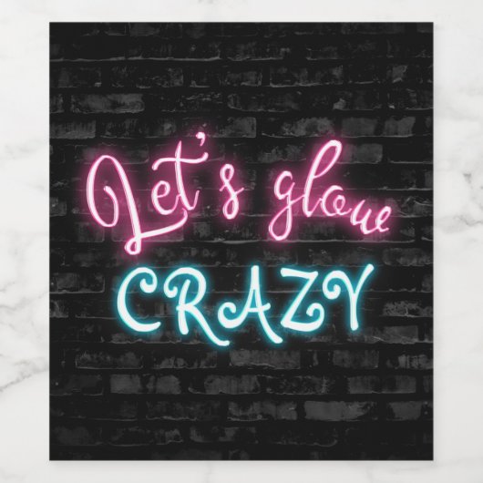 Neon Glow Sign on Dark Brick Wijn Etiket (Enkel label)