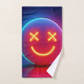 Neon Glow Smiley Face Bad Handdoek (Handdoek)