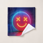 Neon Glow Smiley Face Bad Handdoek (Wasdoekje)