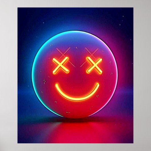 Neon Glow Smiley Face Poster (Voorkant)