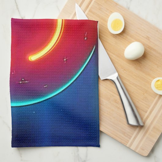 Neon Glow Smiley Face Theedoek (Quarter Fold)