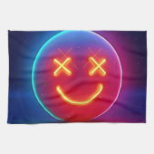 Neon Glow Smiley Face Theedoek (Horizontaal)