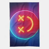 Neon Glow Smiley Face Theedoek (Verticaal)