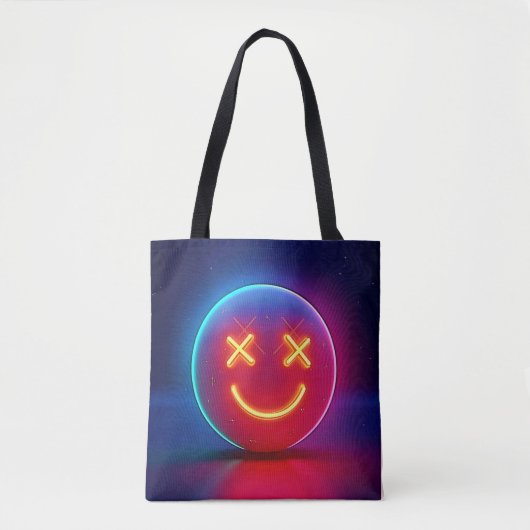 Neon Glow Smiley Face Tote Bag (Voorkant)