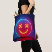 Neon Glow Smiley Face Tote Bag (Dichtbij)