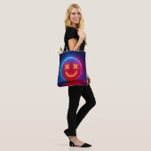 Neon Glow Smiley Face Tote Bag (Op model)
