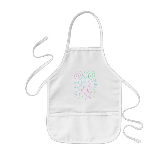 Neon Glow Stars & Swirls Patroon Kinder Schort (Voorkant)