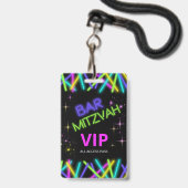 Neon Glow Stick Bar Mitzvah ID991 Badge (Voorkant met koord)