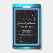 Neon Glow Stick Bar Mitzvah ID991 Badge (Achterkant)