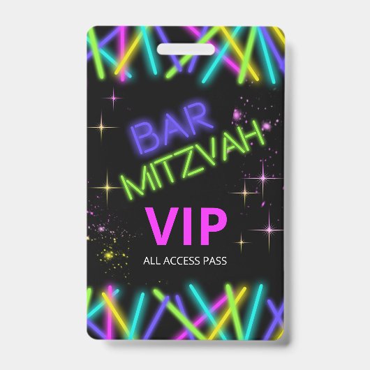 Neon Glow Stick Bar Mitzvah ID991 Badge (Voorkant)