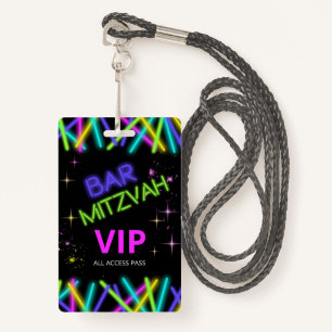 Neon Glow Stick Bar Mitzvah ID991 Badge