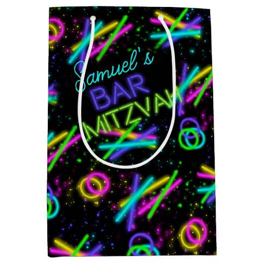 Neon Glow Stick Bar Mitzvah ID991 Medium Cadeauzakje (Voorkant)