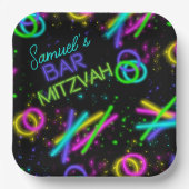 Neon Glow Stick Bar Mitzvah ID991 Papieren Bordje (Voorkant)