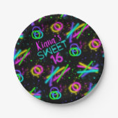 Neon Glow Stick Sweet 16 Name ID760 Papieren Bordje (Voorkant)