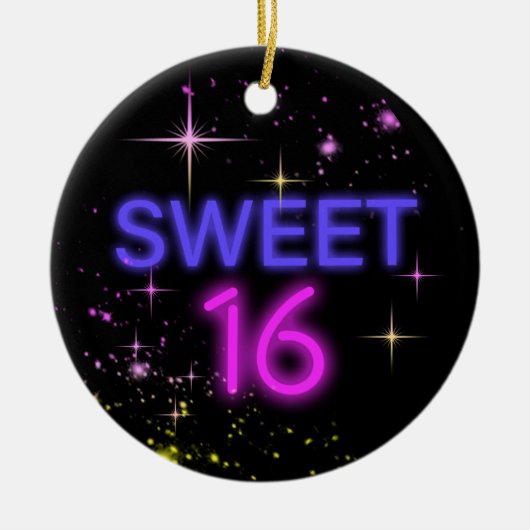 Neon Glow Sweet 16 ID760 Keramisch Ornament (Voorkant)