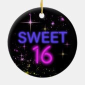 Neon Glow Sweet 16 ID760 Keramisch Ornament (Achterkant)