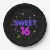 Neon Glow Sweet 16 ID760 Papieren Bordje (Voorkant)