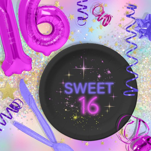 Neon Glow Sweet 16 ID760 Papieren Bordje