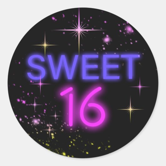 Neon Glow Sweet 16 ID760 Ronde Sticker (Voorkant)