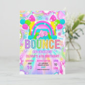 Neon Glow Tie Dye Bounce House Verjaardagsfeest Kaart (Staand voorkant)