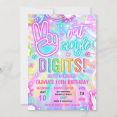 Neon Glow Tie Dye Peace Out Enkele cijfers Verjaar Kaart (Voorkant)