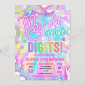 Neon Glow Tie Dye Peace Out Enkele cijfers Verjaar Kaart (Voorkant / Achterkant)