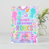 Neon Glow Tie Dye Rock Klimmen Verjaardagsfeest Kaart (Staand voorkant)