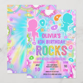 Neon Glow Tie Dye Rock Klimmen Verjaardagsfeest Kaart (Voorkant / Achterkant)