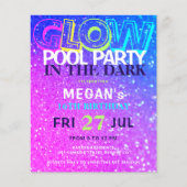 Neon glow tiener budget verjaardagsfeest uitnodigi (Voorkant)