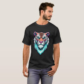 Neon Glow Tiger Head Bold Graphic Art T-shirt (Voorkant volledig)
