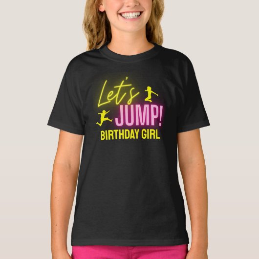 Neon Glow Trampoline Party Laten we Jump Verjaarda T-shirt (Voorkant)
